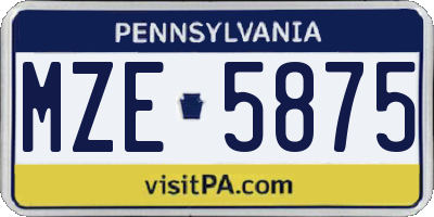 PA license plate MZE5875