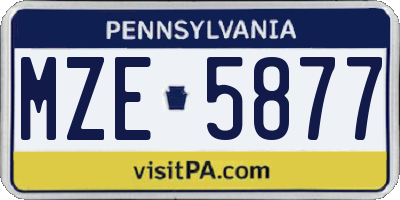 PA license plate MZE5877