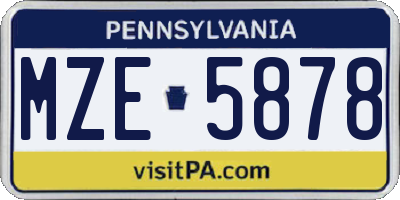 PA license plate MZE5878