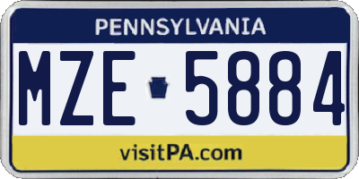 PA license plate MZE5884