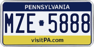 PA license plate MZE5888