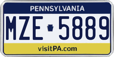 PA license plate MZE5889