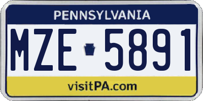 PA license plate MZE5891