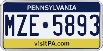 PA license plate MZE5893