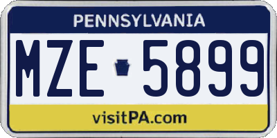 PA license plate MZE5899