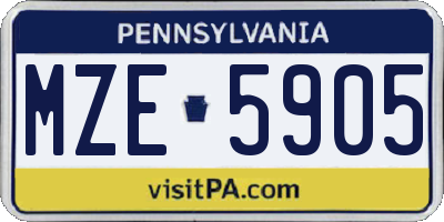 PA license plate MZE5905