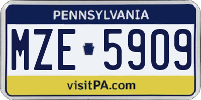 PA license plate MZE5909