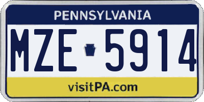 PA license plate MZE5914