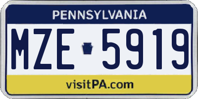 PA license plate MZE5919