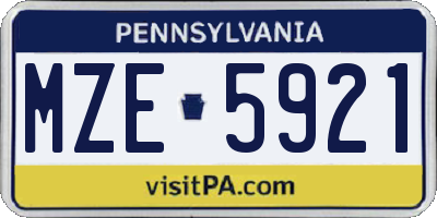 PA license plate MZE5921