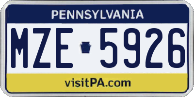 PA license plate MZE5926