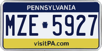 PA license plate MZE5927