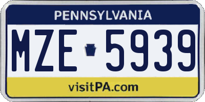 PA license plate MZE5939