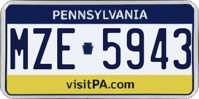 PA license plate MZE5943