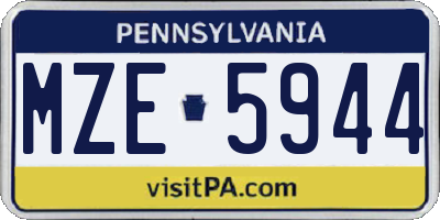 PA license plate MZE5944