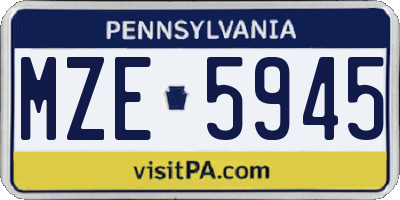 PA license plate MZE5945