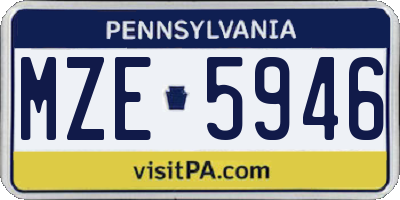 PA license plate MZE5946