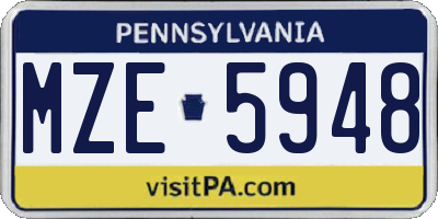 PA license plate MZE5948
