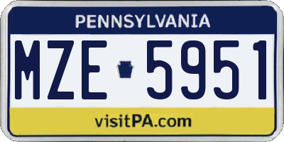 PA license plate MZE5951