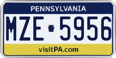 PA license plate MZE5956