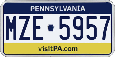 PA license plate MZE5957
