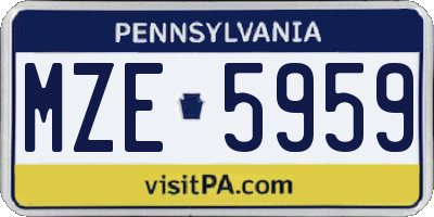 PA license plate MZE5959