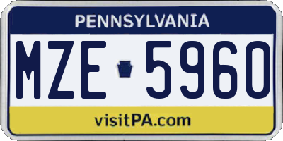 PA license plate MZE5960