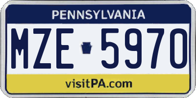 PA license plate MZE5970