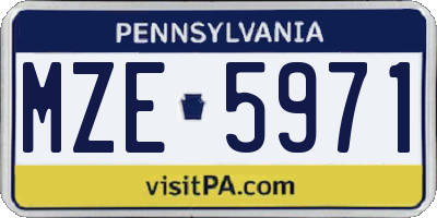 PA license plate MZE5971