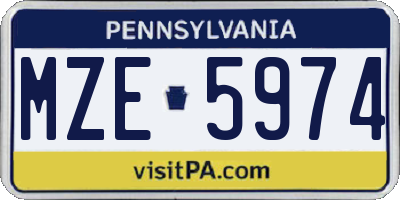 PA license plate MZE5974