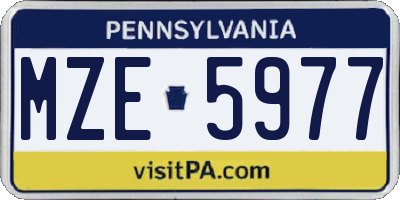 PA license plate MZE5977