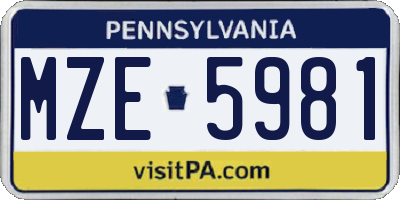 PA license plate MZE5981