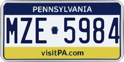 PA license plate MZE5984