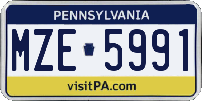 PA license plate MZE5991