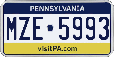 PA license plate MZE5993