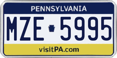 PA license plate MZE5995