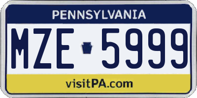 PA license plate MZE5999
