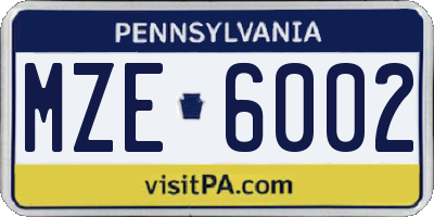 PA license plate MZE6002