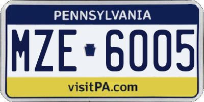 PA license plate MZE6005