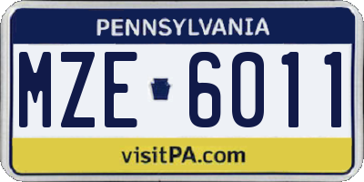 PA license plate MZE6011