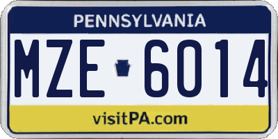 PA license plate MZE6014