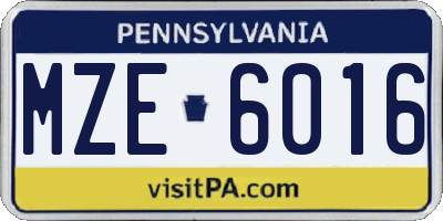 PA license plate MZE6016
