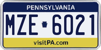 PA license plate MZE6021