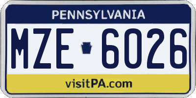 PA license plate MZE6026