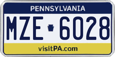 PA license plate MZE6028