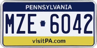 PA license plate MZE6042