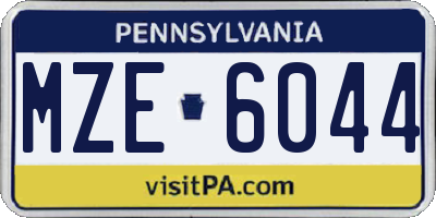 PA license plate MZE6044