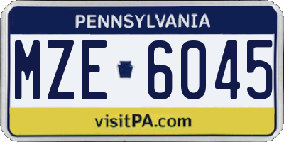 PA license plate MZE6045