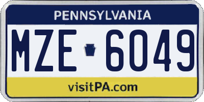 PA license plate MZE6049