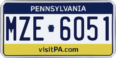 PA license plate MZE6051